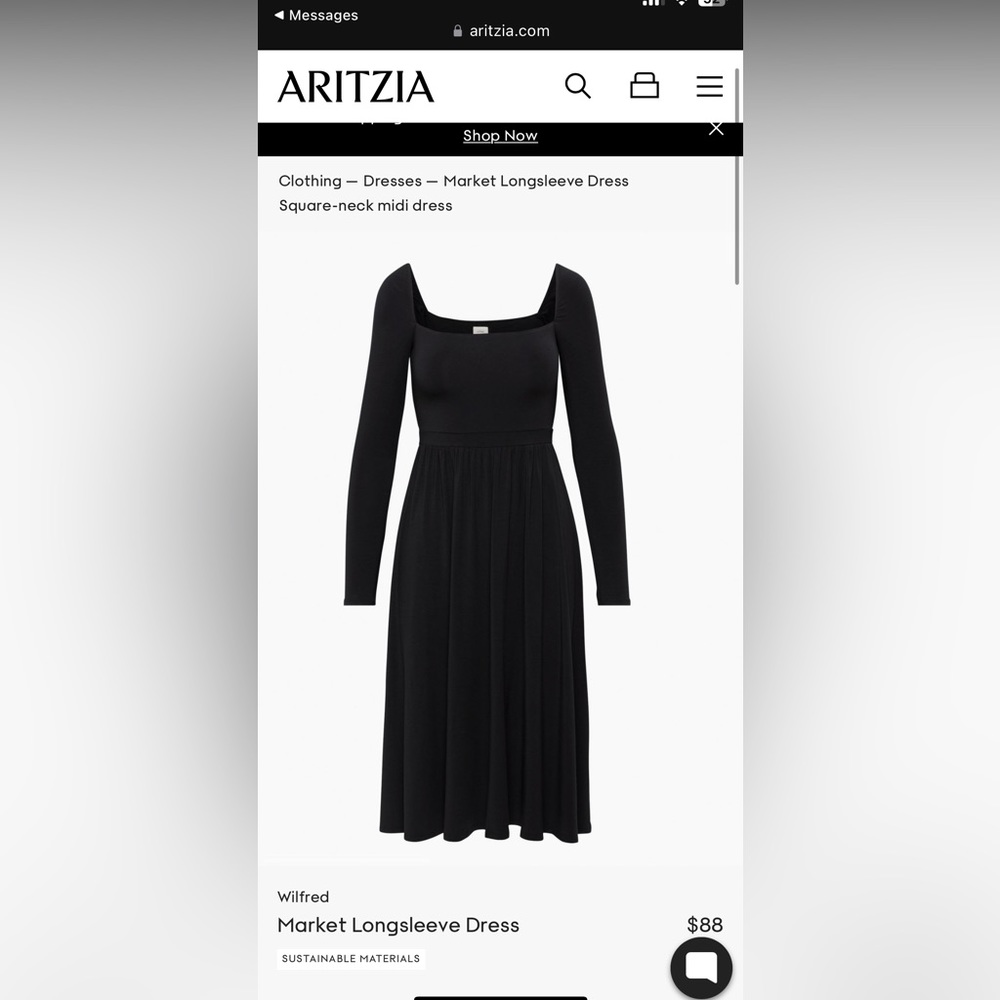 Aritzia long sleeve black dress